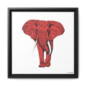 Red Elephant - Matte Canvas, Framed (Multi-color)