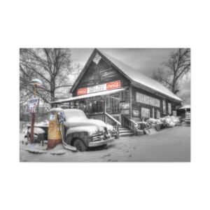 Old General Store - Vintage Coca-Cola Canvas Art - Stretched 36"x24" Wall Decor for Nostalgic Vibes